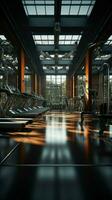 The interior of a gym adorned with a variety of fitness equipment Vertical Mobile Wallpaper AI Generated photo