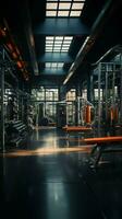 The interior of a gym adorned with a variety of fitness equipment Vertical Mobile Wallpaper AI Generated photo