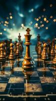 Vintage toned chessboard conveys the essence of strategic competition and innovative ideas Vertical Mobile Wallpaper AI Generated photo