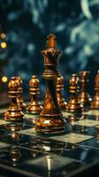 Vintage toned chessboard conveys the essence of strategic competition and innovative ideas Vertical Mobile Wallpaper AI Generated photo