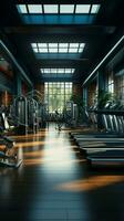 Within the gyms walls, a comprehensive selection of workout equipment is available Vertical Mobile Wallpaper AI Generated photo