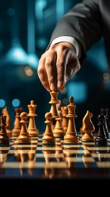 Selective focus Mans hand in chess play, metaphorically guiding strategic  business decisions Vertical Mobile Wallpaper AI Generated 30463882 Stock  Photo at Vecteezy