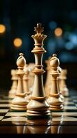 A chess piece bearing Chess shifts position with precision Vertical Mobile Wallpaper AI Generated photo