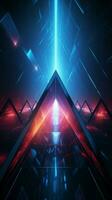 Futuristic neon shapes Laser etched triangles create visually captivating wallpapers and backgrounds Vertical Mobile Wallpaper AI Generated photo