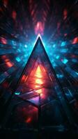 Futuristic neon shapes Laser etched triangles create visually captivating wallpapers and backgrounds Vertical Mobile Wallpaper AI Generated photo