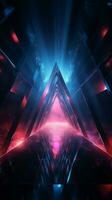 Futuristic neon shapes Laser etched triangles create visually captivating wallpapers and backgrounds Vertical Mobile Wallpaper AI Generated photo