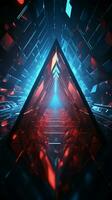 Futuristic neon shapes Laser etched triangles create visually captivating wallpapers and backgrounds Vertical Mobile Wallpaper AI Generated photo