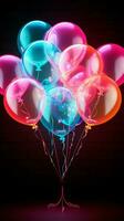 Glowing balloon Neon sign lights up the night with playful brilliance Vertical Mobile Wallpaper AI Generated photo