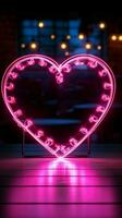 Glowing love A neon sign outlines a heart shape for romantic ambiance Vertical Mobile Wallpaper AI Generated photo