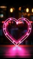 Glowing love A neon sign outlines a heart shape for romantic ambiance Vertical Mobile Wallpaper AI Generated photo