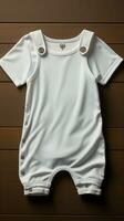 Minimalistic photos of a white baby romper for toddlers, perfect for sublimation Vertical Mobile Wallpaper AI Generated