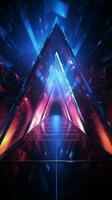 Neon brilliance Geometric triangles in laser light form stunning wallpapers and backgrounds Vertical Mobile Wallpaper AI Generated photo