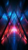 Neon brilliance Geometric triangles in laser light form stunning wallpapers and backgrounds Vertical Mobile Wallpaper AI Generated photo