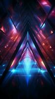 Neon brilliance Geometric triangles in laser light form stunning wallpapers and backgrounds Vertical Mobile Wallpaper AI Generated photo