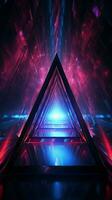 Neon brilliance Geometric triangles in laser light form stunning wallpapers and backgrounds Vertical Mobile Wallpaper AI Generated photo