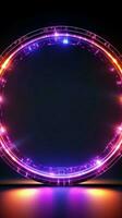 Circular glow A neon light forms a captivating and vibrant frame Vertical Mobile Wallpaper AI Generated photo