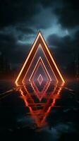 Neon triangle realm 3D rendering brings abstract space concepts to life Vertical Mobile Wallpaper AI Generated photo