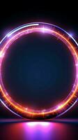 Circular glow A neon light forms a captivating and vibrant frame Vertical Mobile Wallpaper AI Generated photo