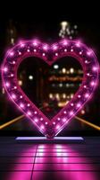 Radiant love symbol A heart frame illuminated by a captivating neon sign Vertical Mobile Wallpaper AI Generated photo