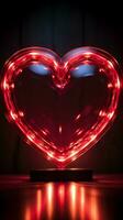 Retro neon hearts Bright, vintage sign on a striking black backdrop Vertical Mobile Wallpaper AI Generated photo