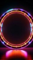 Circular glow A neon light forms a captivating and vibrant frame Vertical Mobile Wallpaper AI Generated photo