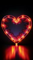 Retro neon hearts Bright, vintage sign on a striking black backdrop Vertical Mobile Wallpaper AI Generated photo