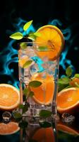 Sipping on neon lit lemonade, a burst of citrus sunshine in every drop Vertical Mobile Wallpaper AI Generated photo