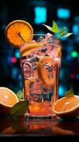 Sipping on neon lit lemonade, a burst of citrus sunshine in every drop Vertical Mobile Wallpaper AI Generated photo