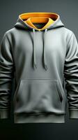 Clipping path hoodie template in gray, ready for design mockup and printing Vertical Mobile Wallpaper AI Generated photo