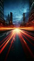 Swift information highway Blurred road illustrates high speed data transfer and visualization Vertical Mobile Wallpaper AI Generated photo