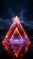 Triangular neon cosmos An abstract 3D rendering of the universes essence Vertical Mobile Wallpaper AI Generated photo