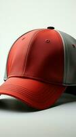 Clipping path included for white, black, and red baseball cap mockups Vertical Mobile Wallpaper AI Generated photo