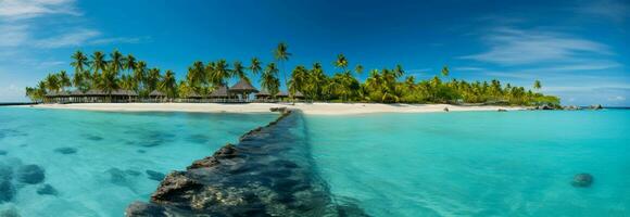 idílico playa laguna, un verano turismo refugio, Perfecto para fondo de pantalla o antecedentes ai generado foto