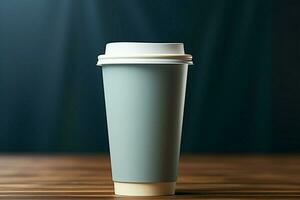 Customizable coffee paper mug mockup, ready for your creative branding ideas AI Generated photo