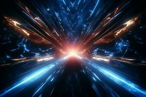 Epic 3D rendered tunnel bathed in captivating luminous, glowing illumination AI Generated photo