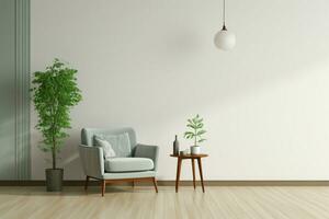 Minimalist interior with a lone armchair against a pristine white wall AI Generated photo