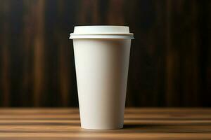 Blank coffee paper cup mockup, showcasing a versatile and customizable design template AI Generated photo