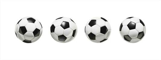 Set of realistic soccer ball or football ball on white background. vector