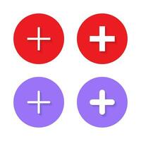 Add icon vector in circle. Social media plus button sign symbol