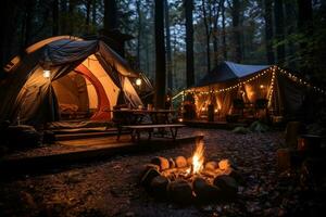 campsite in the beach in the morning view advertising landscape photography ai generated photo