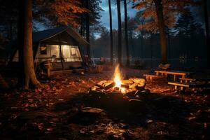 campsite in the beach in the morning view advertising landscape photography ai generated photo