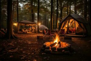 campsite in the beach in the morning view advertising landscape photography ai generated photo