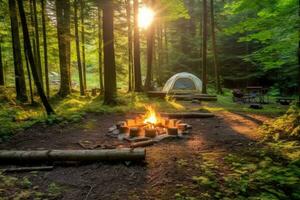 campsite in the beach in the morning view advertising landscape photography ai generated photo