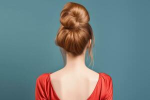 Model of Women Long Hair Bun Look From Back ai generated photo