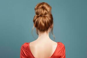 Model of Women Long Hair Bun Look From Back ai generated photo