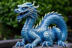 blue asian dragon chinese new year photo