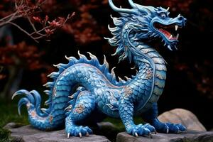 blue asian dragon chinese new year photo