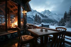 ver de nieve montañas en invierno desde dentro el cabina publicidad fotografía foto