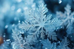 snowflakes frozen in the winter advertising photography photo