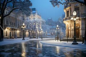 Winter in the middle of the city square advertising photography photo